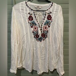 Vintage America Women's White Floral Blouse size Large